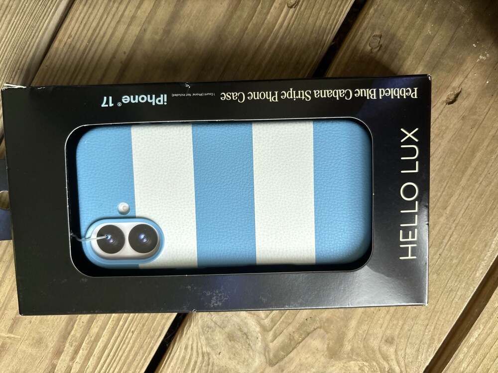 Hello Lux Pebbled Blue Cabana Stripe Phone Case for iPhone 17